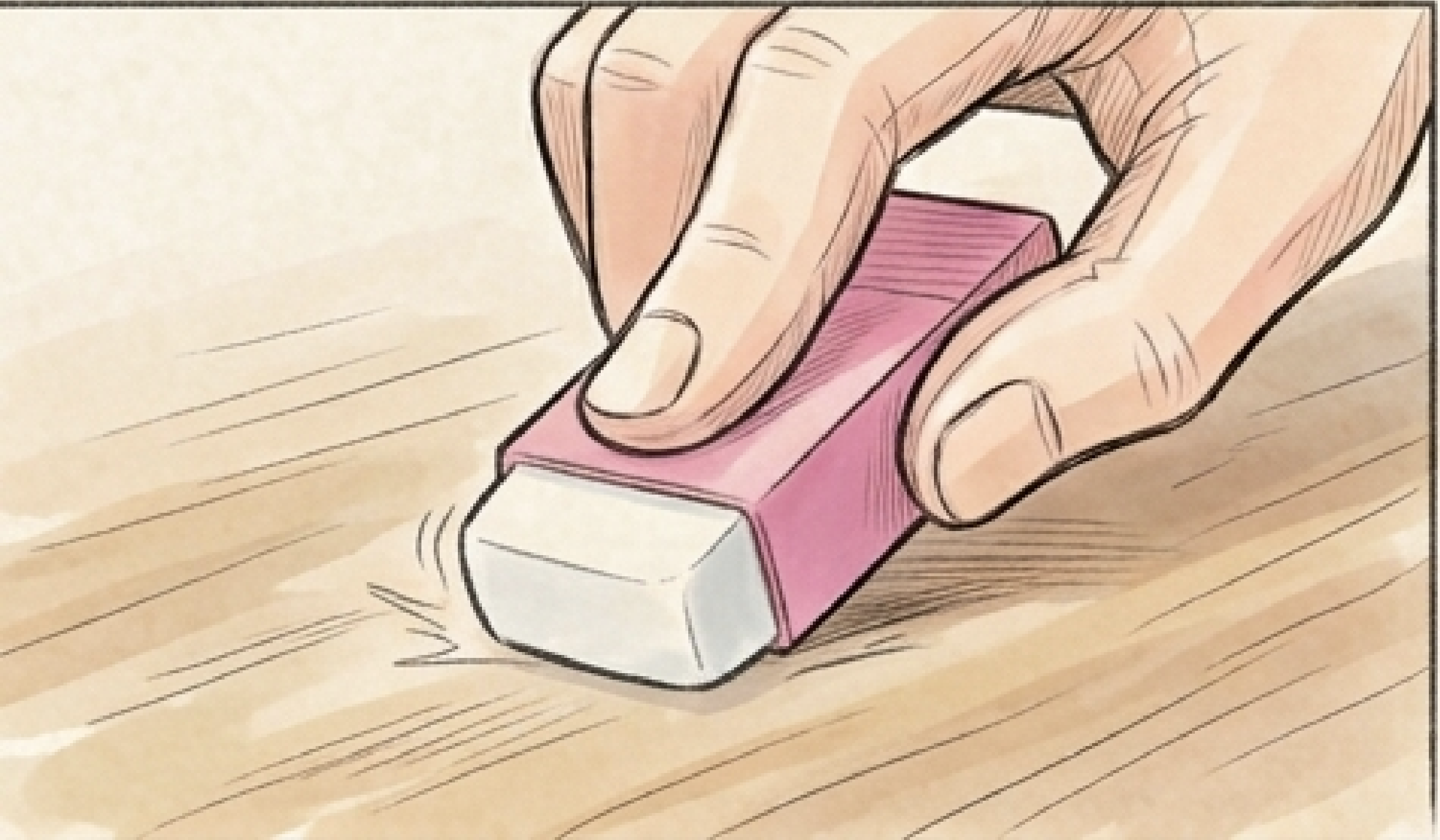 タイヤが変形するイメージを消しゴムで表したイラスト